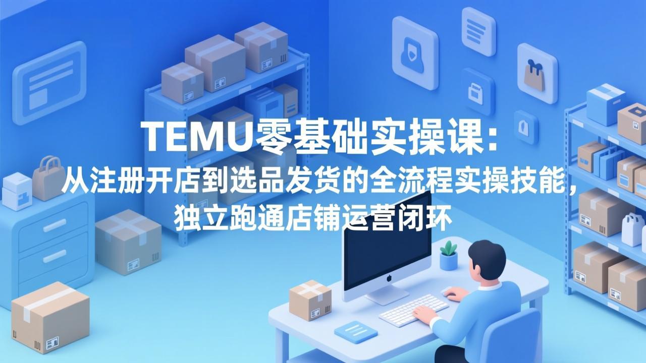 TEMU零基础实操课：从注册开店到选品发货的全流程实操技能，独立跑通店铺运营闭环 - 项目资源网