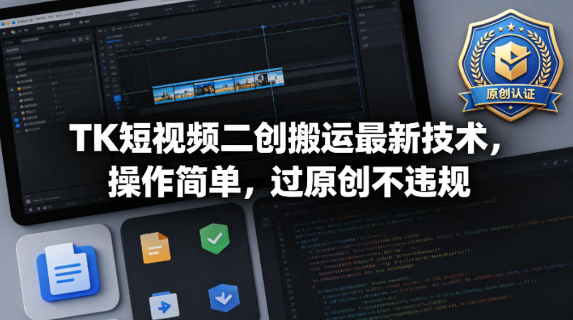 TK短视频二创搬运最新技术，操作简单，过原创不违规 - 项目资源网