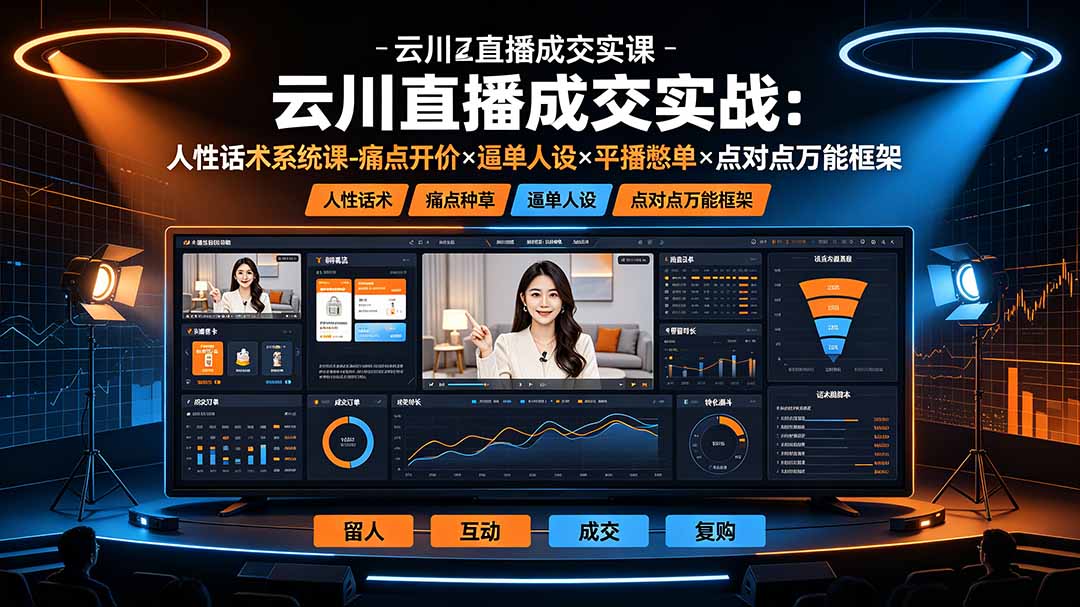 云川直播成交实战：人性话术系统课-痛点种草×塑品开价×逼单人设×平播憋单×点对点万能框架 - 项目资源网
