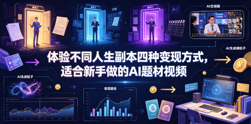 体验不同人生副本四种变现方式，适合新手做的AI题材视频 - 项目资源网