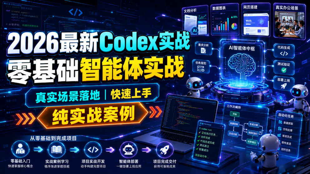 2026最新Codex实战零基础智能体实战，真实场景落地，快速上手，纯实战案例 - 项目资源网