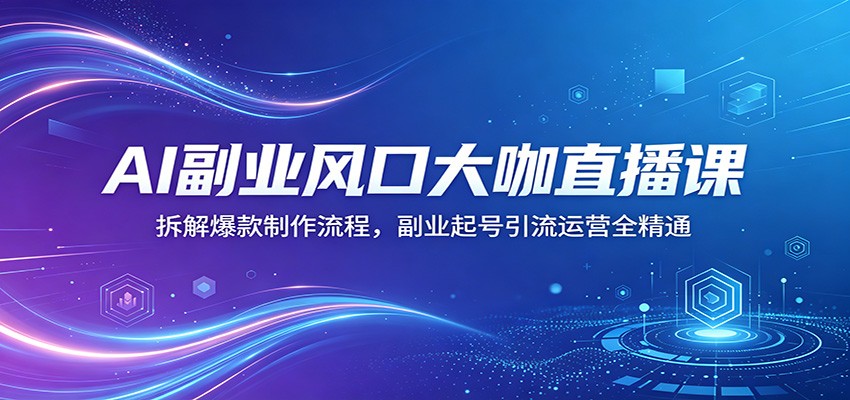 AI副业风口大咖直播课：拆解爆款制作流程，副业起号引流运营全精通 - 项目资源网
