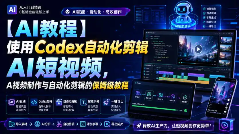 【AI教程】使用Codex自动化剪辑AI短视频，AI视频制作与自动化剪辑的保姆级教程 - 项目资源网