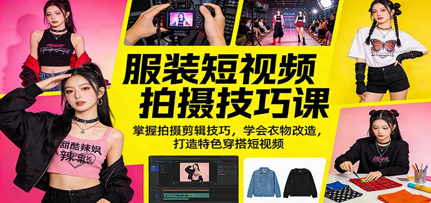 服装短视频拍摄技巧课：掌握拍摄剪辑技巧，学会衣物改造，打造特色穿搭短视频 - 项目资源网