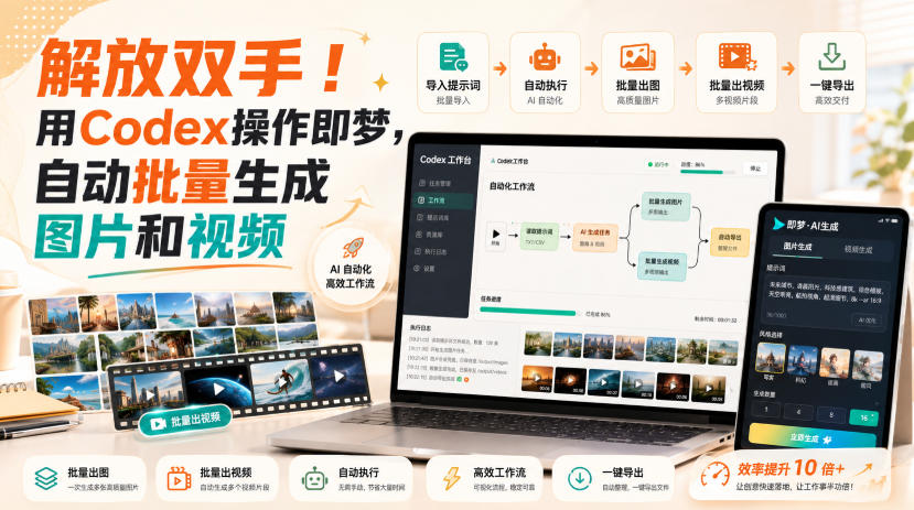 解放双手！用Codex操作即梦，自动批量生成图片和视频 - 项目资源网