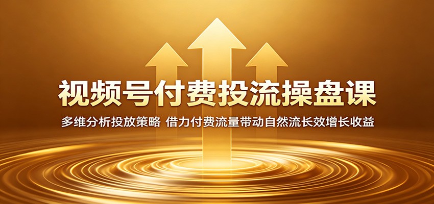 视频号付费投流操盘课：多维分析投放策略，借力付费流量带动自然流长效增长收益 - 项目资源网