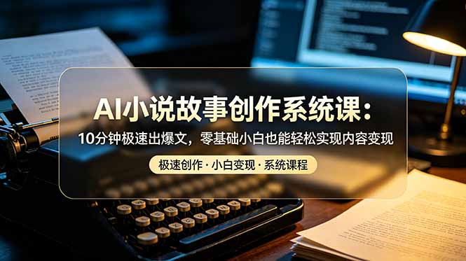 AI小说故事创作系统课：10分钟极速出爆文，零基础小白也能轻松实现内容变现 - 项目资源网