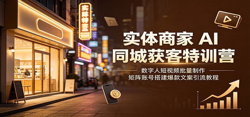 实体商家AI同城获客特训营：数字人短视频批量制作，矩阵账号搭建爆款文案引流教程 - 项目资源网