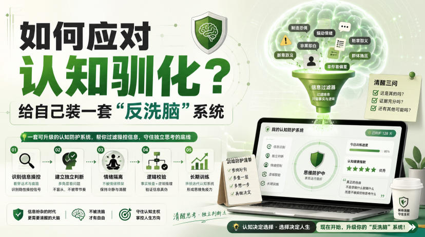 付费文章:如何应对认知驯化?给自己装一套“反洗脑”系统 付费文章:如何应对认知驯化?给自己装一套“反洗脑”系统