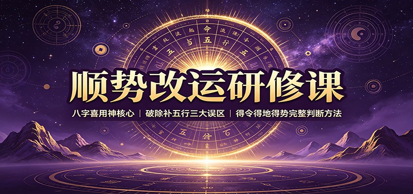 顺势改运研修课:八字喜用神核心,破除补五行三大误区,得令得地得势完整判断方法 顺势改运研修课:八字喜用神核心,破除补五行三大误区,得令得地得势完整判断方法