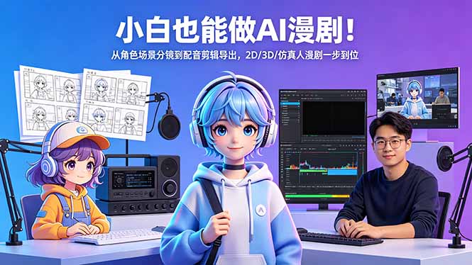 小白也能做AI漫剧！从角色场景分镜到配音剪辑导出，2D/3D/仿真人漫剧一步到位 - 项目资源网