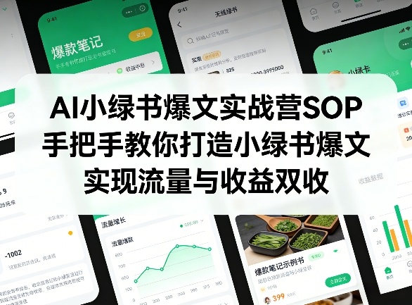 AI小绿书爆文实战营SOP，手把手教你打造小绿书爆文，实现流量与收益双收 - 项目资源网