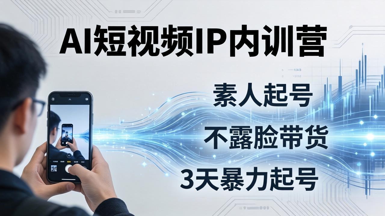 2026AI短视频IP内训营-更新：从素人起号到不露脸带货，3天暴力起号全流程拆解 - 项目资源网