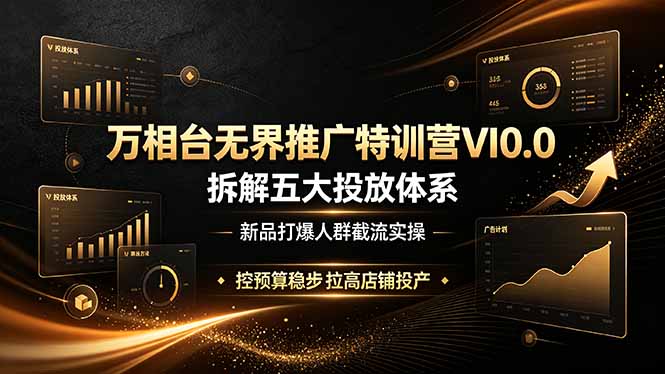 万相台无界推广特训营VI0.0，拆解五大投放体系，新品打爆人群截流实操，控预算稳步拉高店铺投产 - 项目资源网
