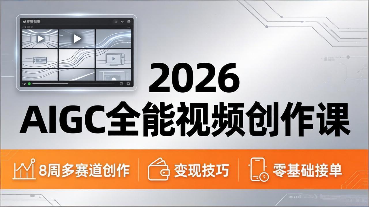 2026AIGC全能视频创作课，8周吃透多赛道创作+变现，零基础也能高效出片接单 - 项目资源网