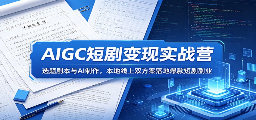 AIGC短剧变现实战营：选题剧本与AI制作，本地线上双方案落地爆款短剧副业 - 项目资源网