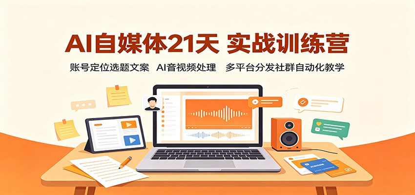 AI自媒体21天实战训练营:账号定位选题文案,AI音视频处理,多平台分发社群自动化教学 AI自媒体21天实战训练营:账号定位选题文案,AI音视频处理,多平台分发社群自动化教学