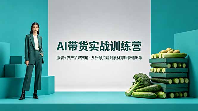 AI带货实战训练营，服装+农产品双赛道，从账号搭建到素材剪辑快速出单 - 项目资源网