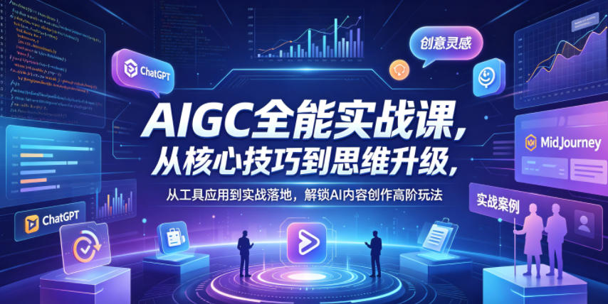 AIGC全能实战课，从核心技巧到思维升级，从工具应用到实战落地，解锁AI内容创作高阶玩法 - 项目资源网