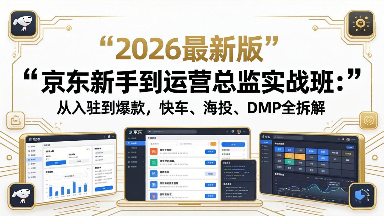 京东新手到运营总监实战班：从入驻到爆款，快车、海投、DMP全拆解，2026最新版 - 项目资源网