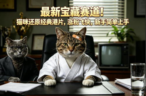 最新宝藏赛道！猫咪还原经典港片，涨粉飞快，新手简单上手 - 项目资源网
