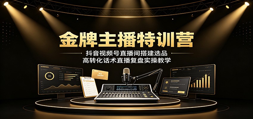 金牌主播特训营：抖音视频号直播间搭建选品，高转化话术直播复盘实操教学 - 项目资源网