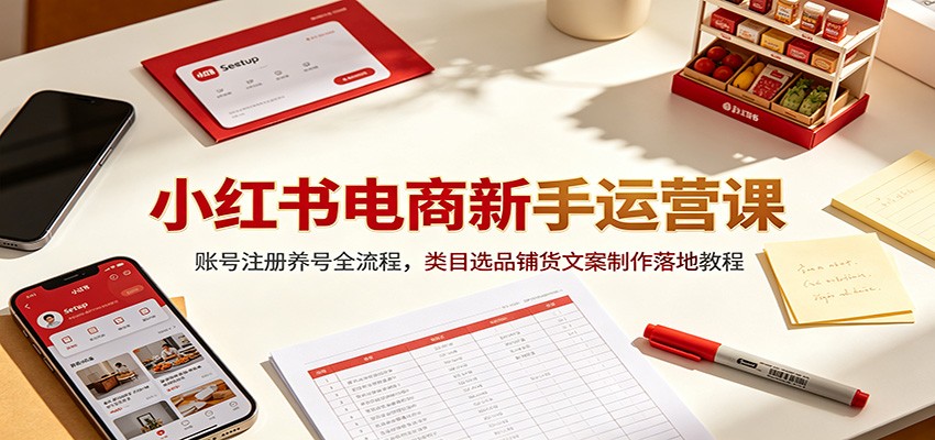 小红书电商新手运营课：账号注册养号全流程，类目选品铺货文案制作落地教程 - 项目资源网