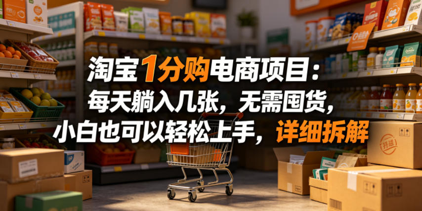 淘宝1分购电商项目：每天躺入几张，无需囤货，小白也可以轻松上手，详细拆解 - 项目资源网