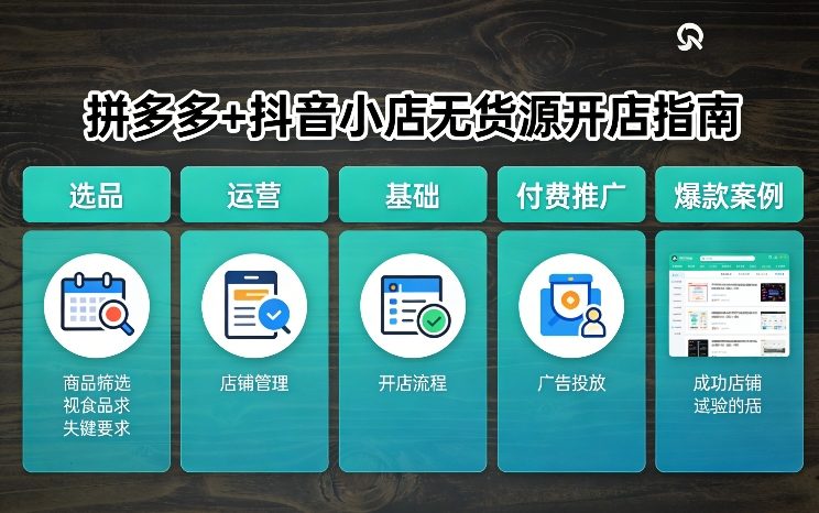 拼多多+抖音小店无货源开店，包括：选品、运营、基础、付费推广、爆款案例等(更新26年3月) - 项目资源网