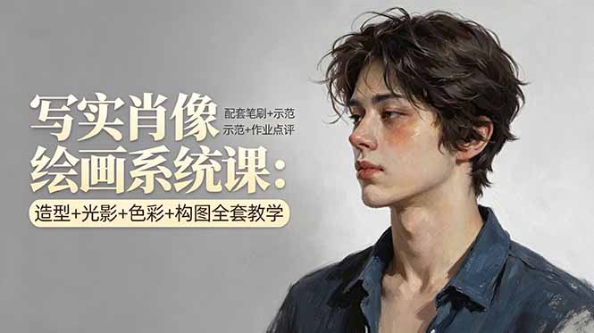 写实肖像绘画系统课：造型+光影+色彩+构图全套教学，配套笔刷+示范+作业点评 - 项目资源网
