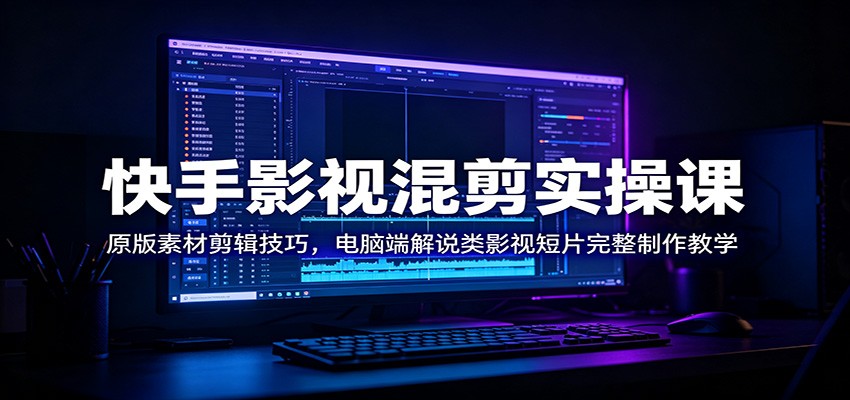 快手影视混剪实操课：原版素材剪辑技巧，电脑端解说类影视短片完整制作教学 - 项目资源网