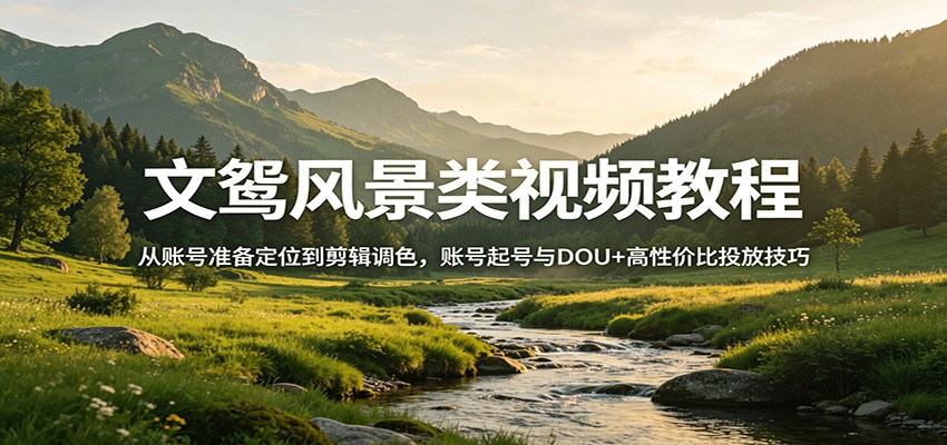 文鸳风景类视频教程：从账号准备定位到剪辑调色，账号起号与DOU+高性价比投放技巧 - 项目资源网