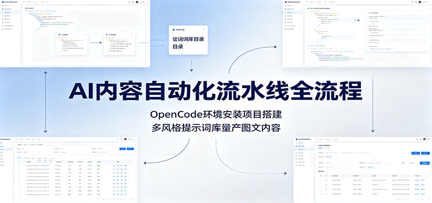 AI内容自动化流水线全流程：OpenCode环境安装项目搭建，多风格提示词库量产图文内容 - 项目资源网