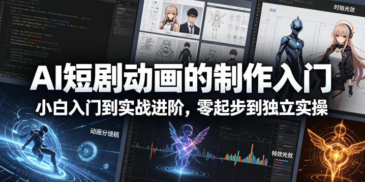 AI短剧动画的制作入门，小白入门到实战进阶，零起步到独立实操 - 项目资源网