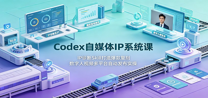 Codex自媒体IP系统课：IP诊断Skill打造爆款复刻，数字人视频多平台自动发布实操 - 项目资源网