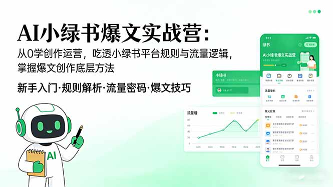 AI 小绿书爆文实战营：从0学创作运营，吃透小绿书平台规则与流量逻辑，掌握爆文创作底层方法 - 项目资源网