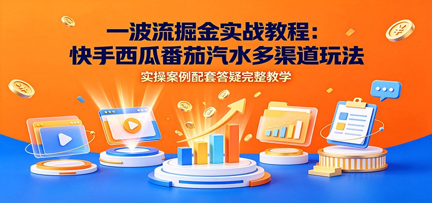 一波流掘金实战教程：快手西瓜番茄汽水多渠道玩法，实操案例配套答疑完整教学 - 项目资源网