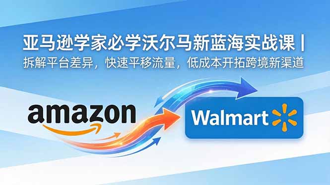亚马逊卖家必学沃尔玛新蓝海实战课｜拆解平台差异，快速平移流量，低成本开拓跨境新渠道 - 项目资源网