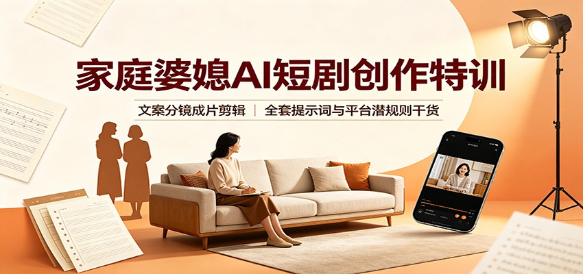 家庭婆媳AI短剧创作特训：文案分镜成片剪辑，全套提示词与平台潜规则干货 - 项目资源网