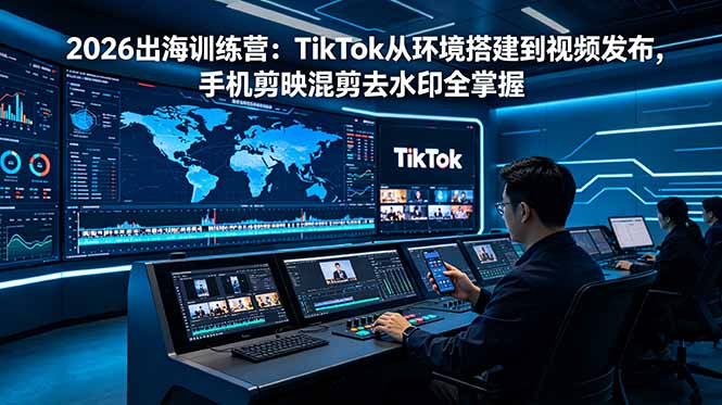2026出海训练营：TikTok从环境搭建到视频发布，手机剪映混剪去水印全掌握 - 项目资源网