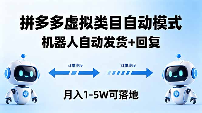 多多虚拟类目自动模式，机器人自动发货 + 回复，月入 1-5W 可落地 - 项目资源网