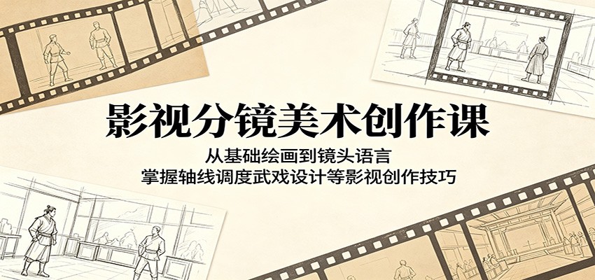 影视分镜美术创作课：从基础绘画到镜头语言，掌握轴线调度武戏设计等影视创作技巧 - 项目资源网