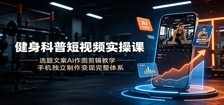 健身科普短视频实操课：选题文案AI作图剪辑教学，手机独立制作变现完整体系 - 项目资源网