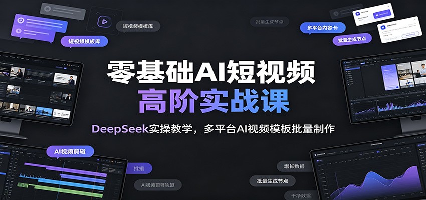 零基础AI短视频高阶实战课：DeepSeek实操教学，多平台AI视频模板批量制作 - 项目资源网