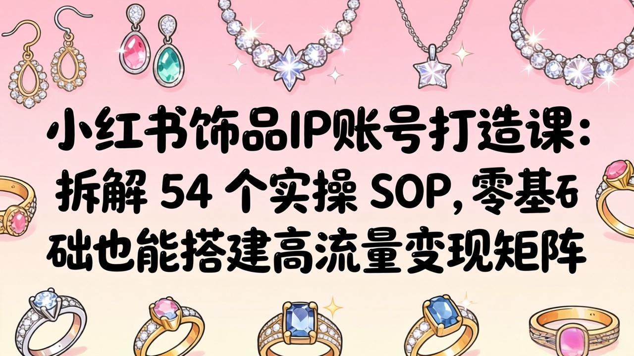 小红书饰品IP账号打造课：拆解 54 个实操 SOP，零基础也能搭建高流量变现矩阵 - 项目资源网