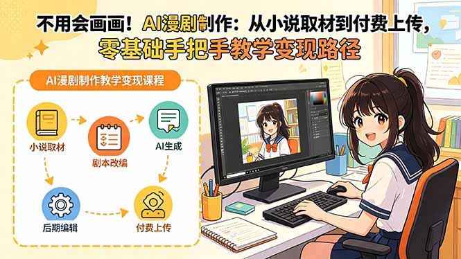 不用会画画！AI漫剧制作：从小说取材到付费上传，零基础手把手教学变现路径 - 项目资源网