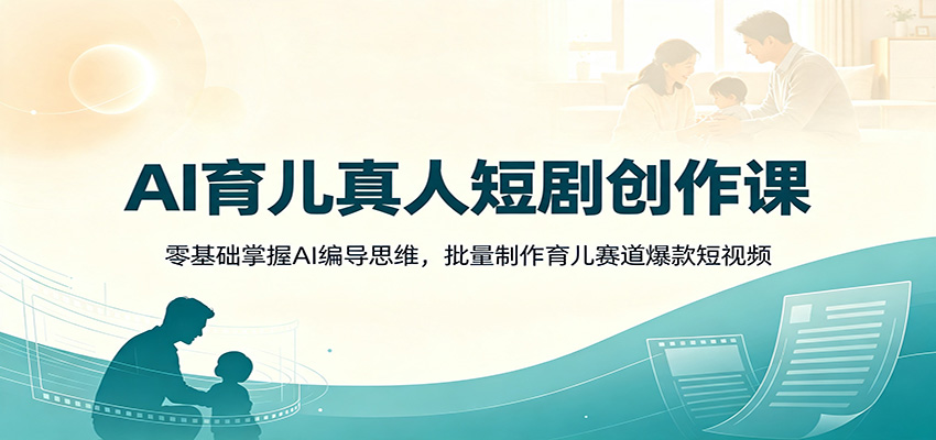 AI育儿真人短剧创作课：零基础掌握AI编导思维，批量制作育儿赛道爆款短视频 - 项目资源网