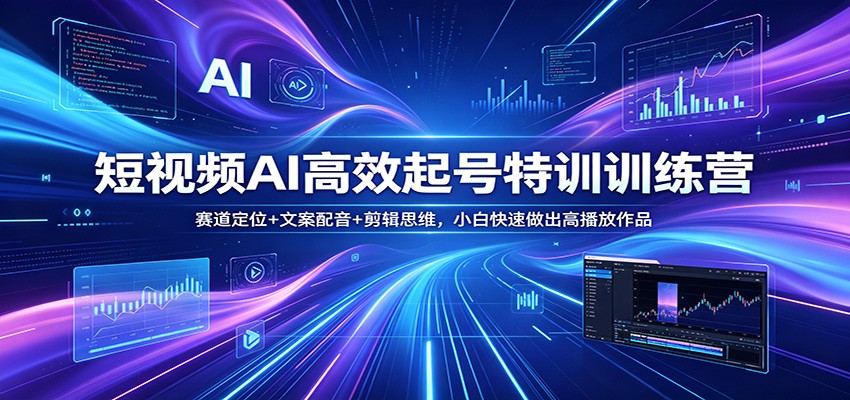 短视频AI高效起号特训训练营：赛道定位+文案配音+剪辑思维，小白快速做出高播放作品 - 项目资源网