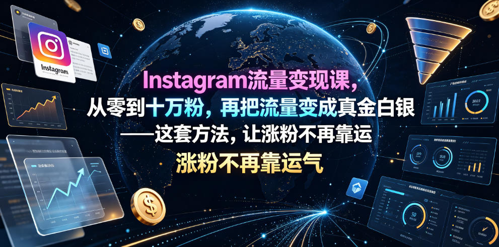 Instagram流量变现课，从零到十万粉，再把流量变成真金白银——这套方法，让涨粉不再靠运气【原创双语字幕】 - 项目资源网