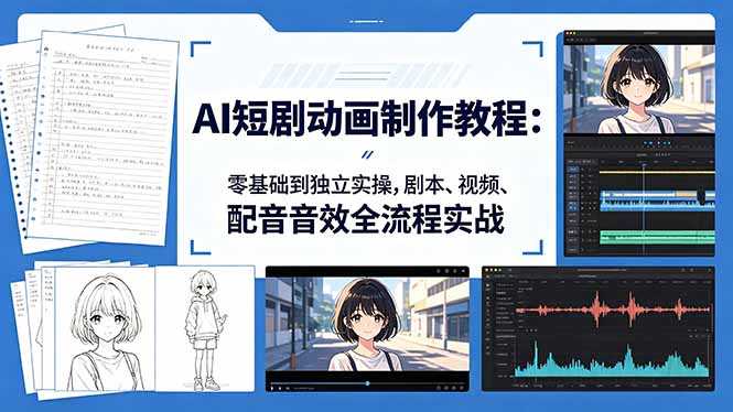 AI短剧动画制作教程：零基础到独立实操，剧本、视频、配音音效全流程实战 - 项目资源网